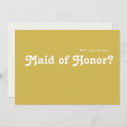 Retro Beach  Gold Maid Of Honor Proposal Card