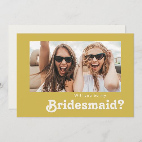 Retro Beach  Gold Photo Bridesmaid Proposal Card