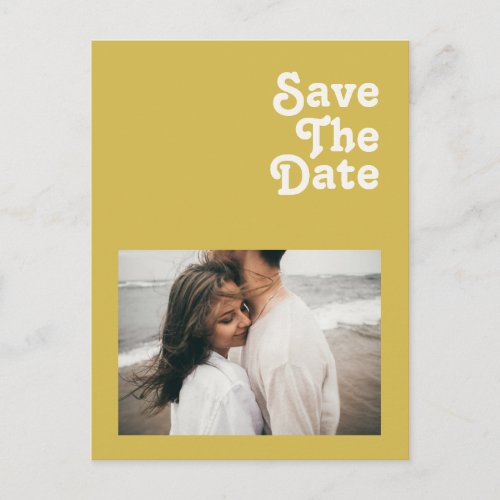 Retro Beach  Gold Photo Save The Date Invitation Postcard