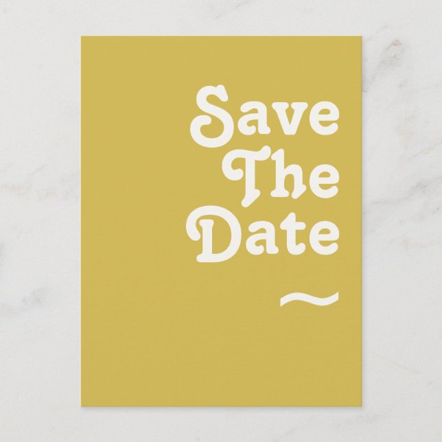 Retro Beach | Gold Save The Date Postcard (Front)