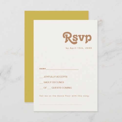 Retro Beach  Gold Song Request RSVP Card