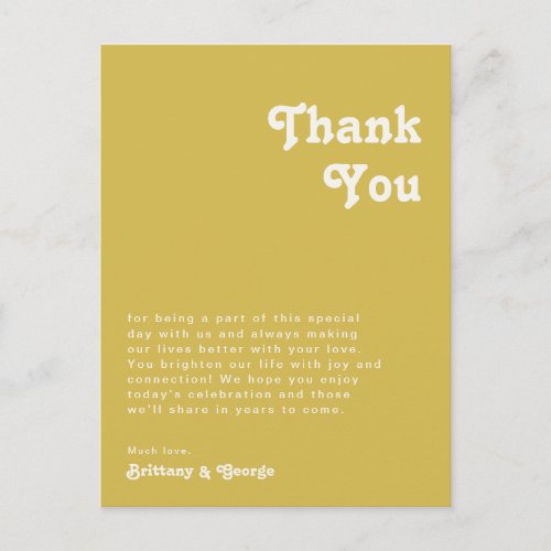 Retro Beach  Gold Table Thank You Card