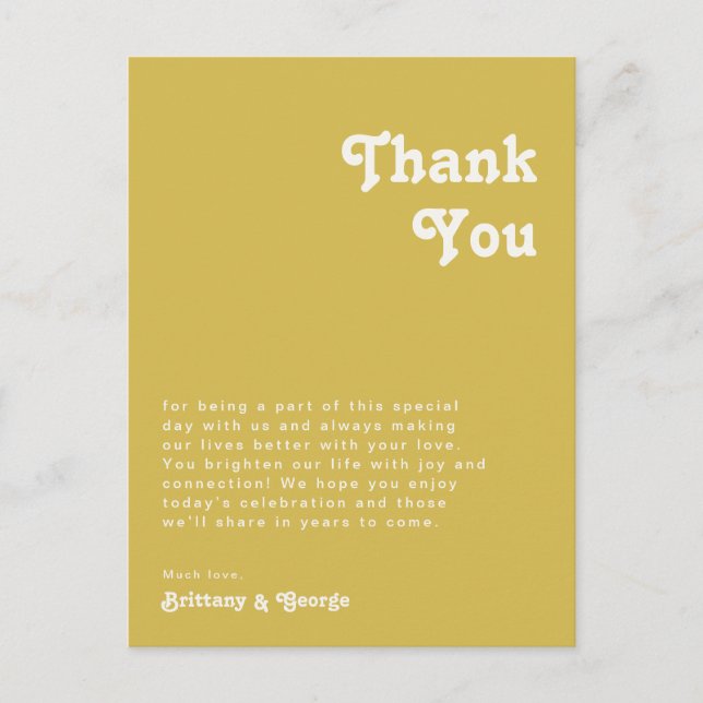 Retro Beach | Gold Table Thank You Card (Front)