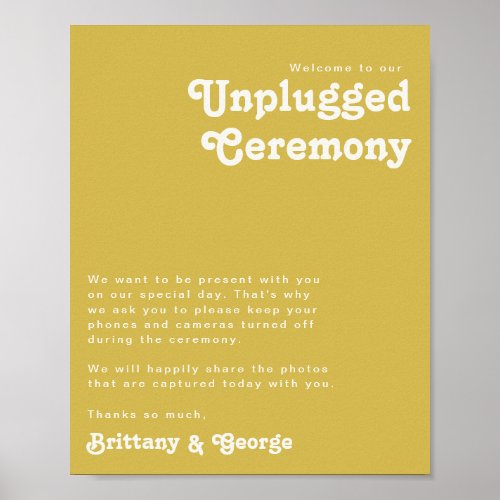Retro Beach  Gold Unplugged Ceremony Poster