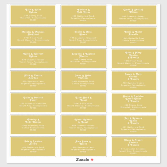 Retro Beach | Gold Wedding Guest Address Sticker (Sheet)