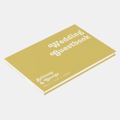 Retro Beach  Gold Wedding Guestbook