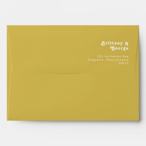 Retro Beach  Gold Wedding Invitation Envelope
