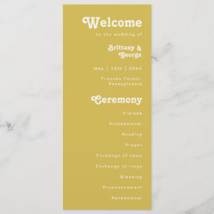Retro Beach   Gold Wedding Program