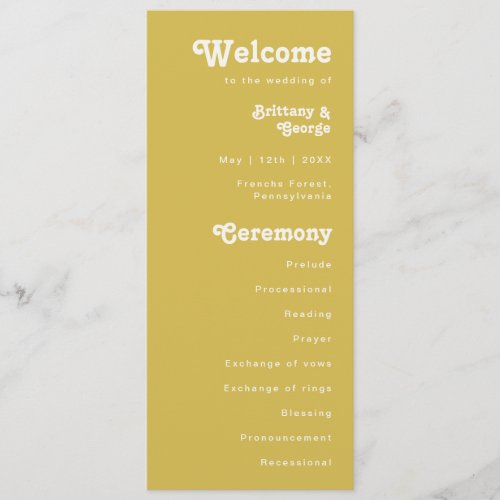 Retro Beach  Gold Wedding Program