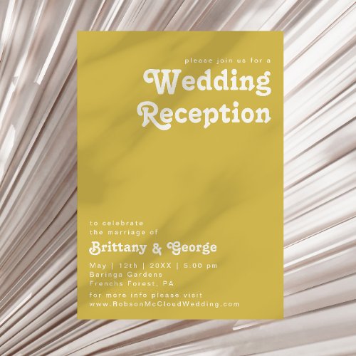 Retro Beach  Gold Wedding Reception Invitation