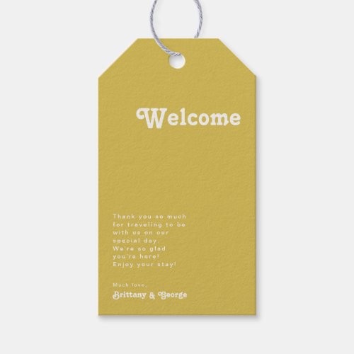 Retro Beach  Gold Wedding Welcome Gift Tags