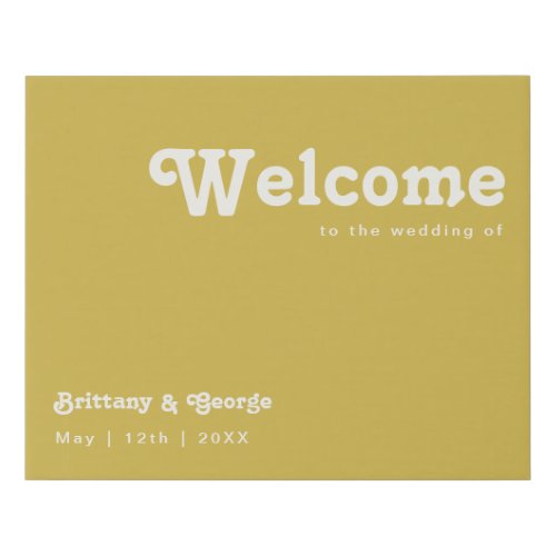 Retro Beach  Gold Welcome Faux Canvas Print