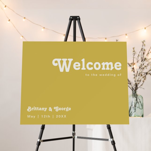 Retro Beach | Gold Welcome Foam Board (In Situ (Stand))