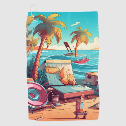 Retro Beach Golf Towel