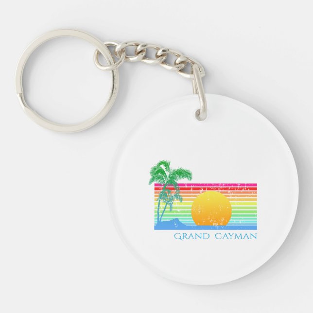 Retro Beach Grand Cayman Keychain (Front)