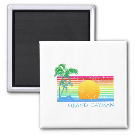 Retro Beach Grand Cayman Magnet