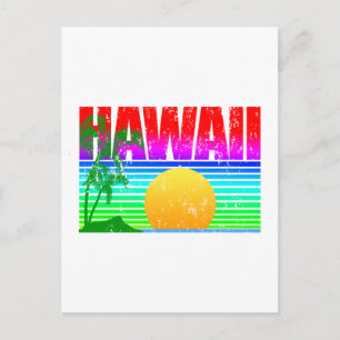 Retro Beach Hawaii Sunset Postcard