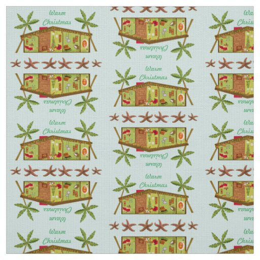 Retro Beach House Banana Trees Warm Christmas Fabric