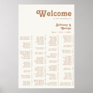 Retro Beach   Ivory Alphabetical Seating Poster