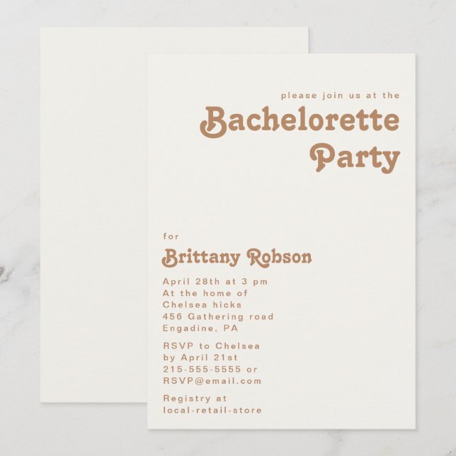 Retro Beach | Ivory Bachelorette Party Invitation (Front/Back)