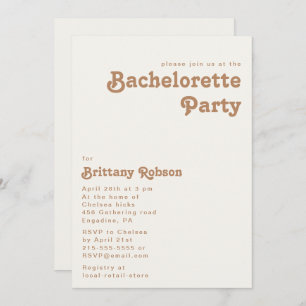 Retro Beach Ivory Bachelorette Party Invitation