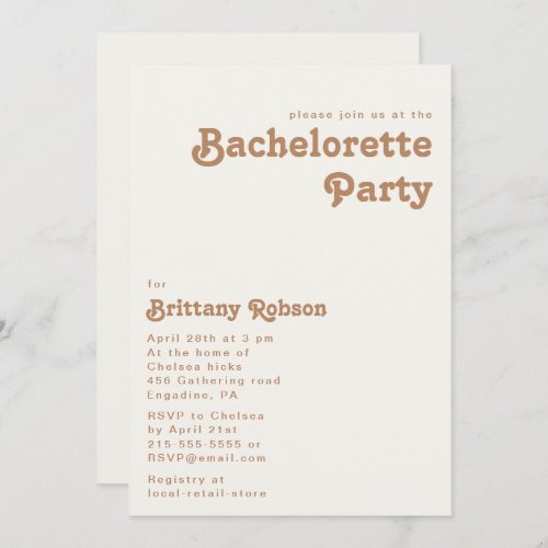 Retro Beach  Ivory Bachelorette Party Invitation