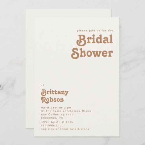 Retro Beach  Ivory Bridal Shower Invitation