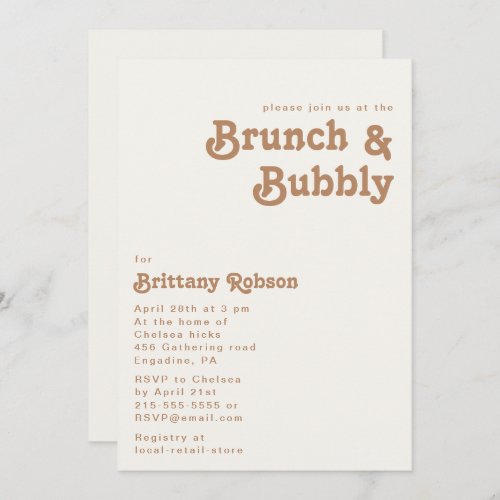 Retro Beach  Ivory Brunch and Bubbly Invitation