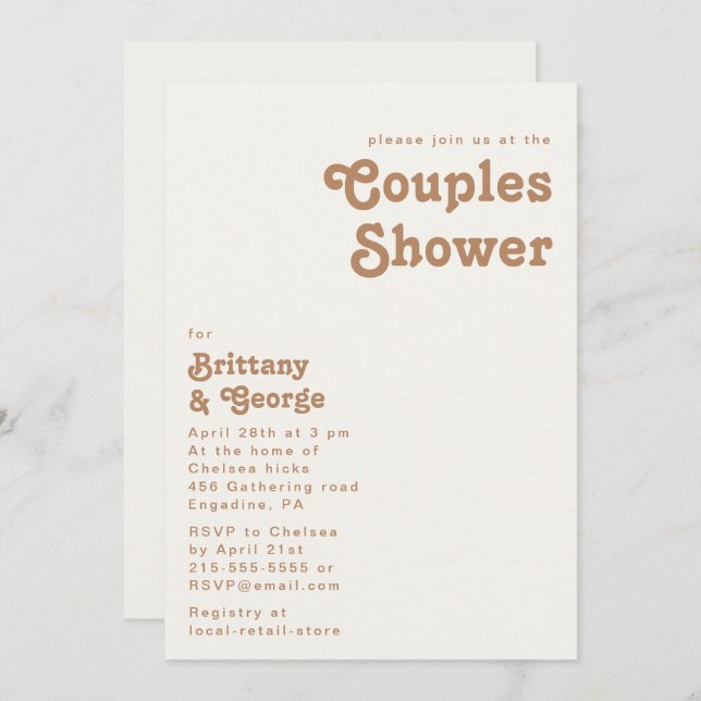 Retro Beach | Ivory Couples Shower Invitation (Front/Back)