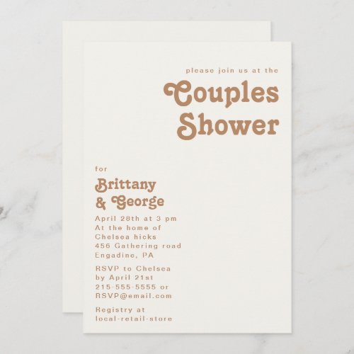 Retro Beach  Ivory Couples Shower Invitation