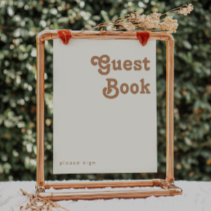 Retro Beach   Ivory Guest Book Sign