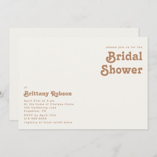 Retro Beach  Ivory Horizontal Bridal Shower Invitation