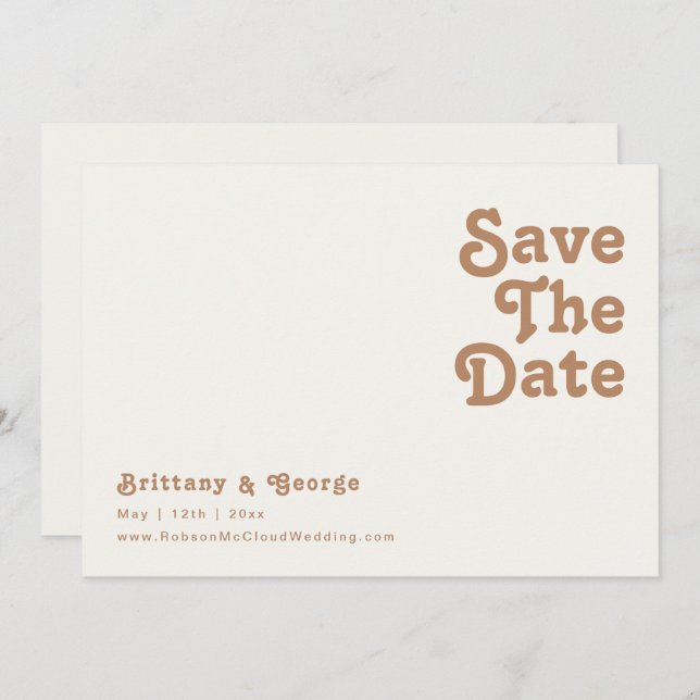 Retro Beach | Ivory Horizontal Save The Date (Front/Back)