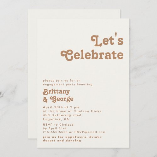 Retro Beach  Ivory Lets Celebrate Invitation