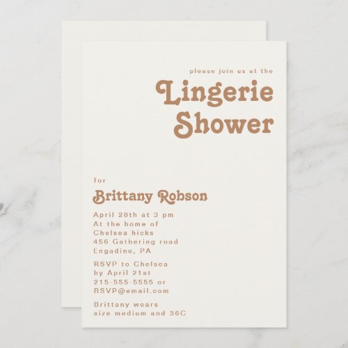 Retro Beach  Ivory Lingerie Shower Invitation