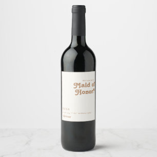 Retro Beach Ivory Maid Of Honor Proposal Wine Label