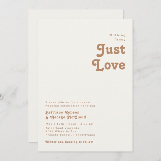 Retro Beach | Ivory Nothing Fancy Wedding Invitation (Front/Back)