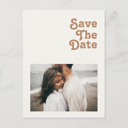 Retro Beach  Ivory Photo Save The Date Invitation Postcard