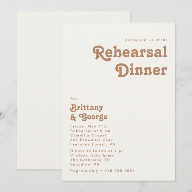 Retro Beach | Ivory Rehearsal Dinner Invitation (Front/Back)