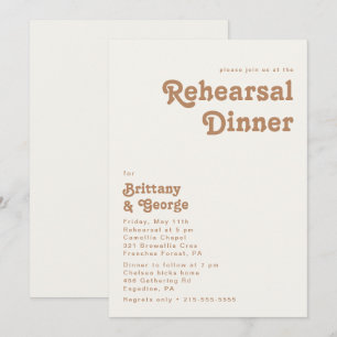 Retro Beach   Ivory Rehearsal Dinner Invitation