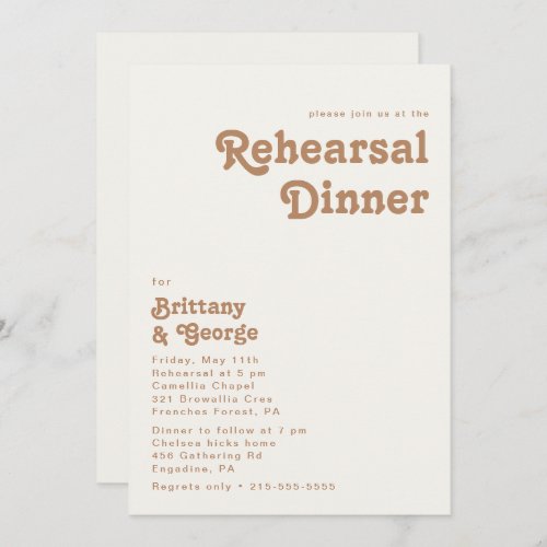 Retro Beach  Ivory Rehearsal Dinner Invitation