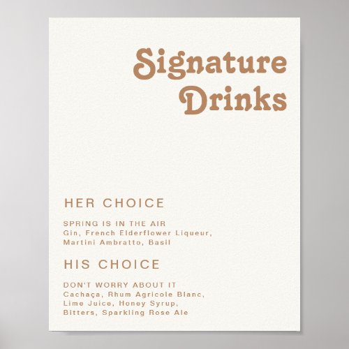 Retro Beach  Ivory Signature Drinks Sign