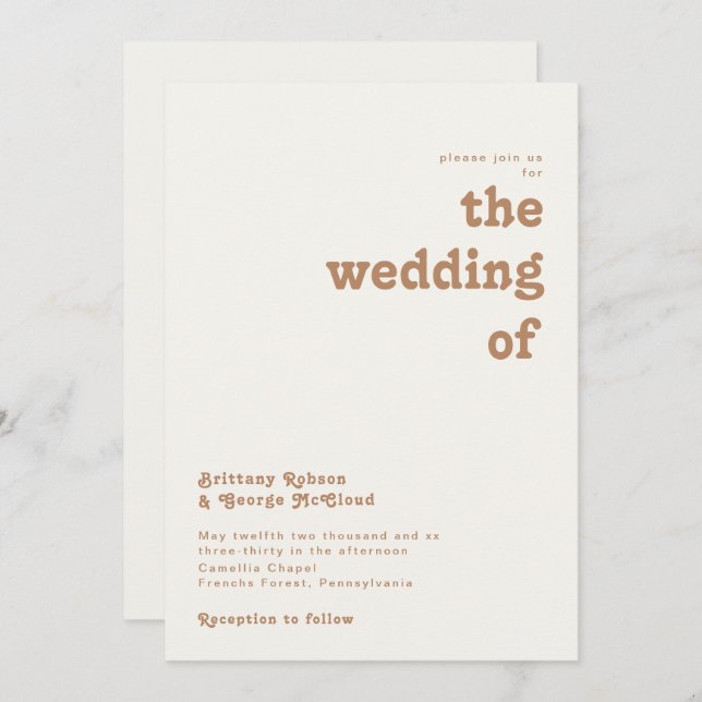 Retro Beach | Ivory The Wedding Of Invitation (Front/Back)