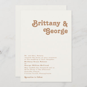 Retro Beach Ivory Traditional Wedding Invitation
