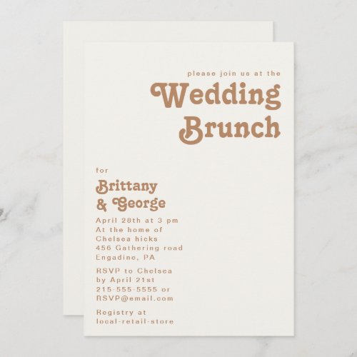 Retro Beach  Ivory Wedding Brunch Invitation