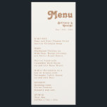 Retro Beach | Ivory Wedding Dinner Menu<br><div class="desc">This retro beach | ivory wedding dinner menu is perfect for your simple vintage, colorful tropical boho summer wedding. Its unique bohemian mid-century font gives this design a classic minimalist groovy hippie vibe. Suppose you're looking for a design that features bright, rustic coastal ocean colors for your creative 70's destination...</div>