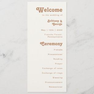 Retro Beach Ivory Wedding Program