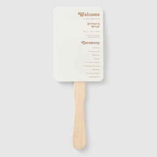 Retro Beach   Ivory Wedding Program Hand Fan