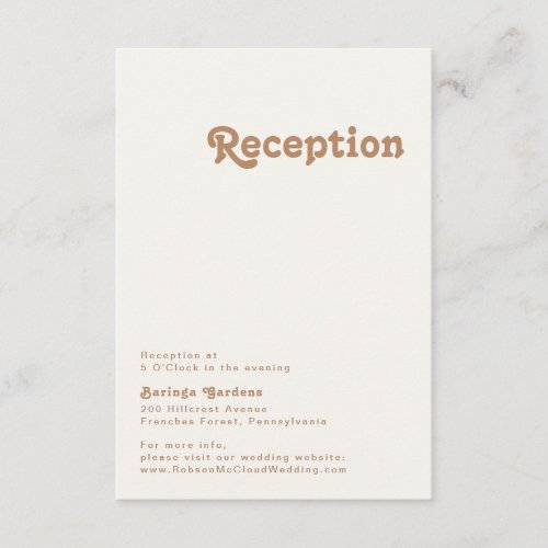Retro Beach  Ivory Wedding Reception Card