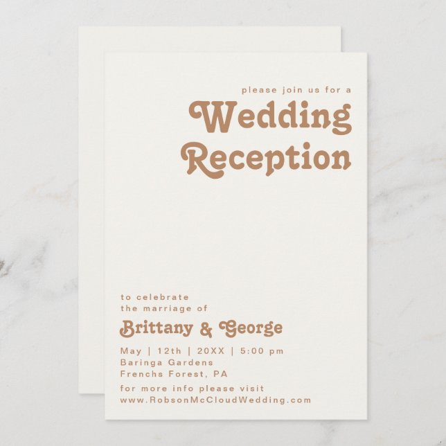 Retro Beach | Ivory Wedding Reception Invitation (Front/Back)